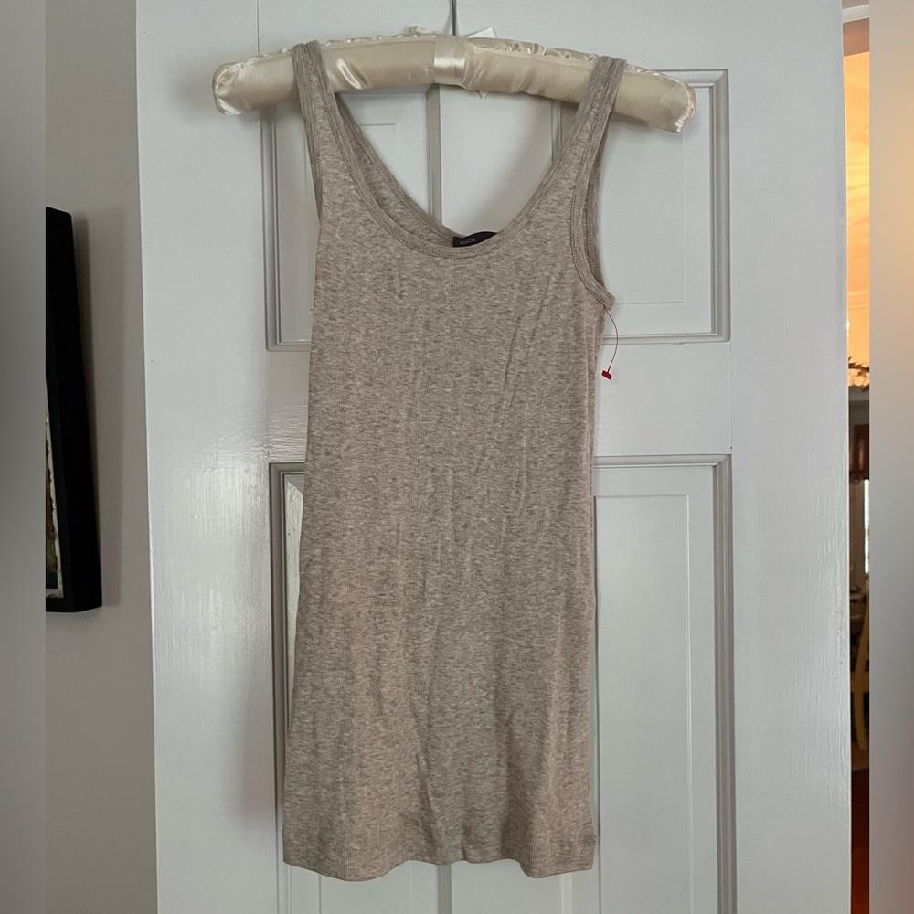 Vince Tan Ribbed Sleeveless Tank Top